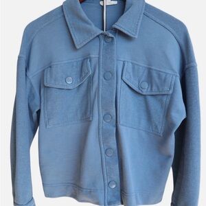 Hippie Rose Snap Front Midweight Jacket Baby Blue Womens Size S